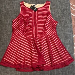 ❤️ Torrid Red Striped Peplum Lace Top | Sleeveless Valentine’s Day Top ❤️